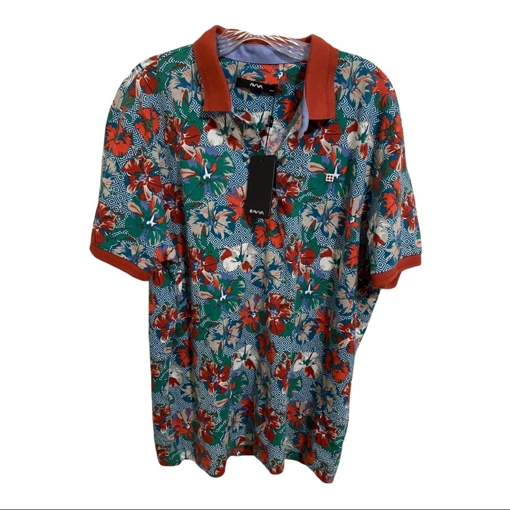 NWT AV VA Kiremit  Floral Polo Shirt Size XXL - Picture 2 of 10